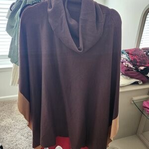 Ann Taylor Chocolate and Camel Poncho